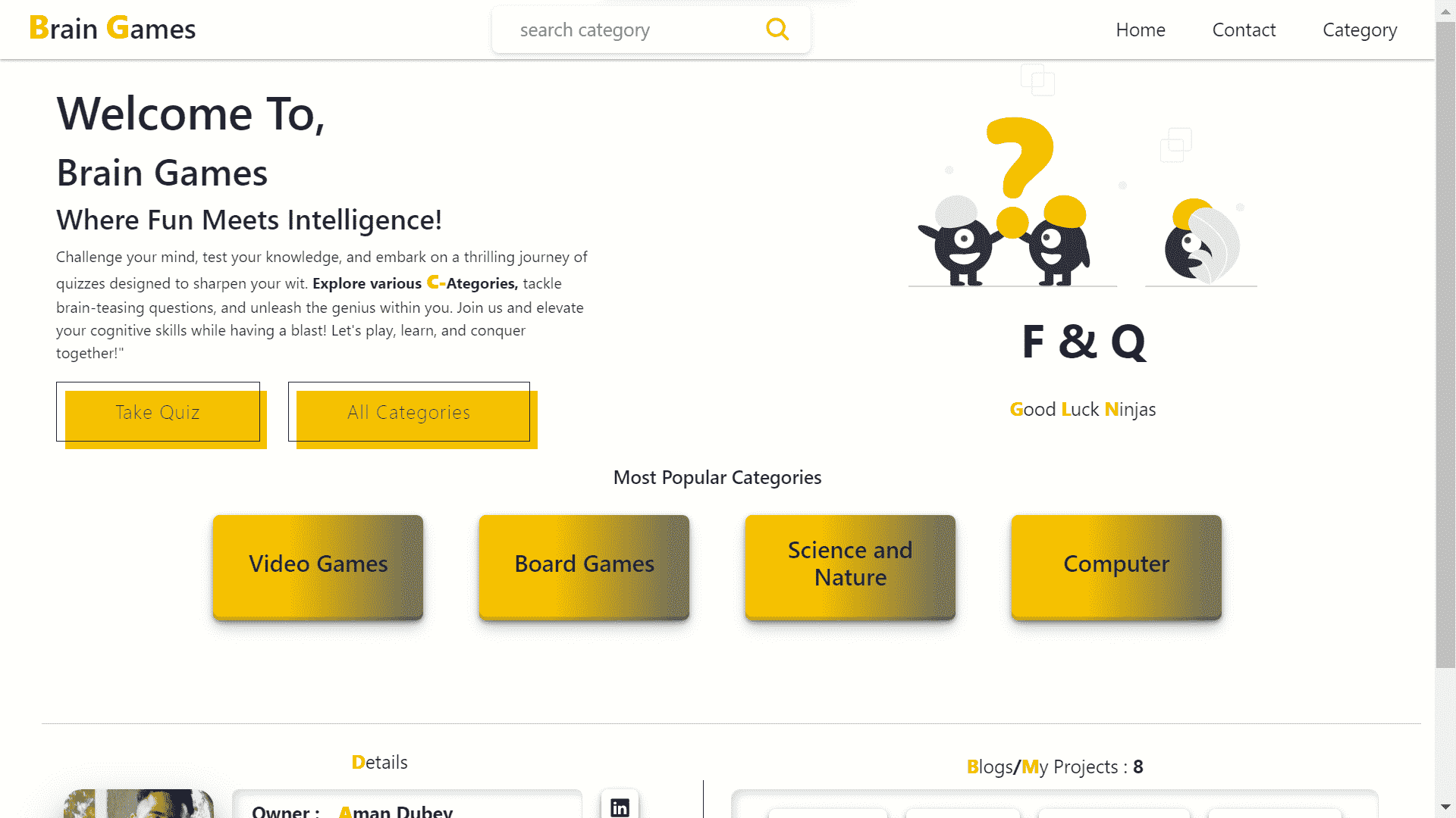 Showcase of Brain-Games Quiz App