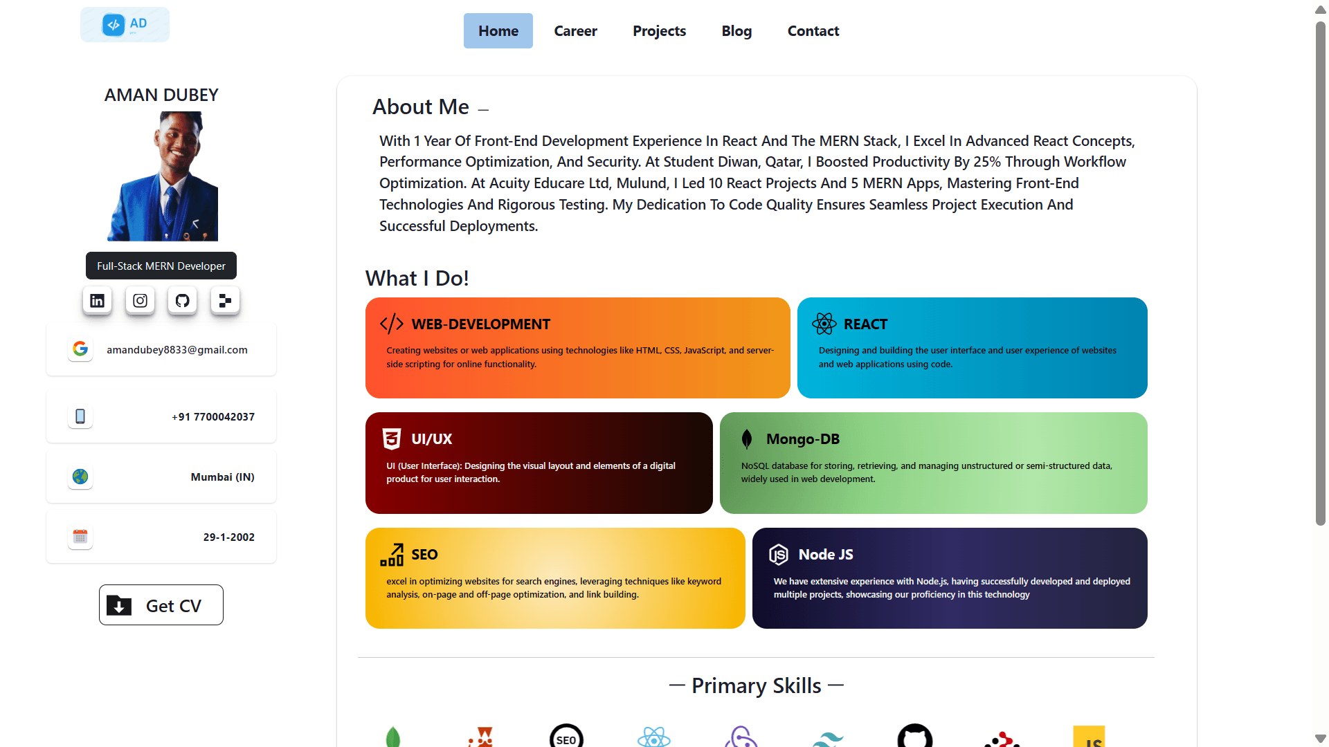 Showcase of Personal Portfolio (v3)